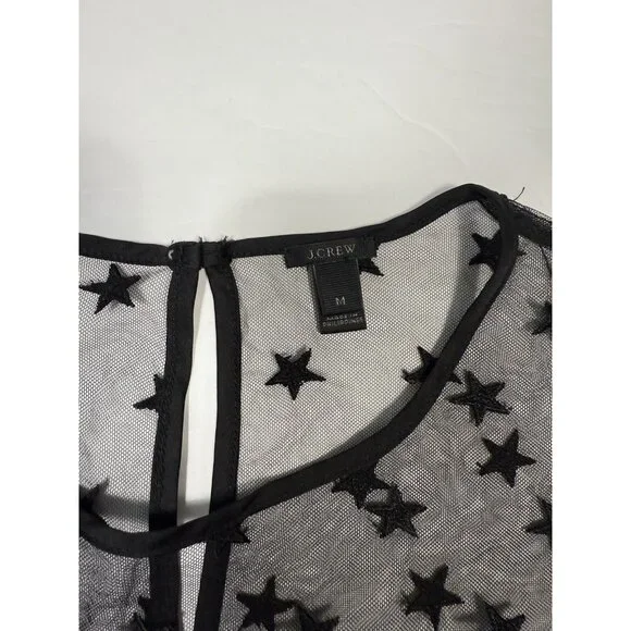 J Crew Womens Sheer Embroidered Whimsigoth Top Medium Victorian Dark Romantic - Picture 7 of 10